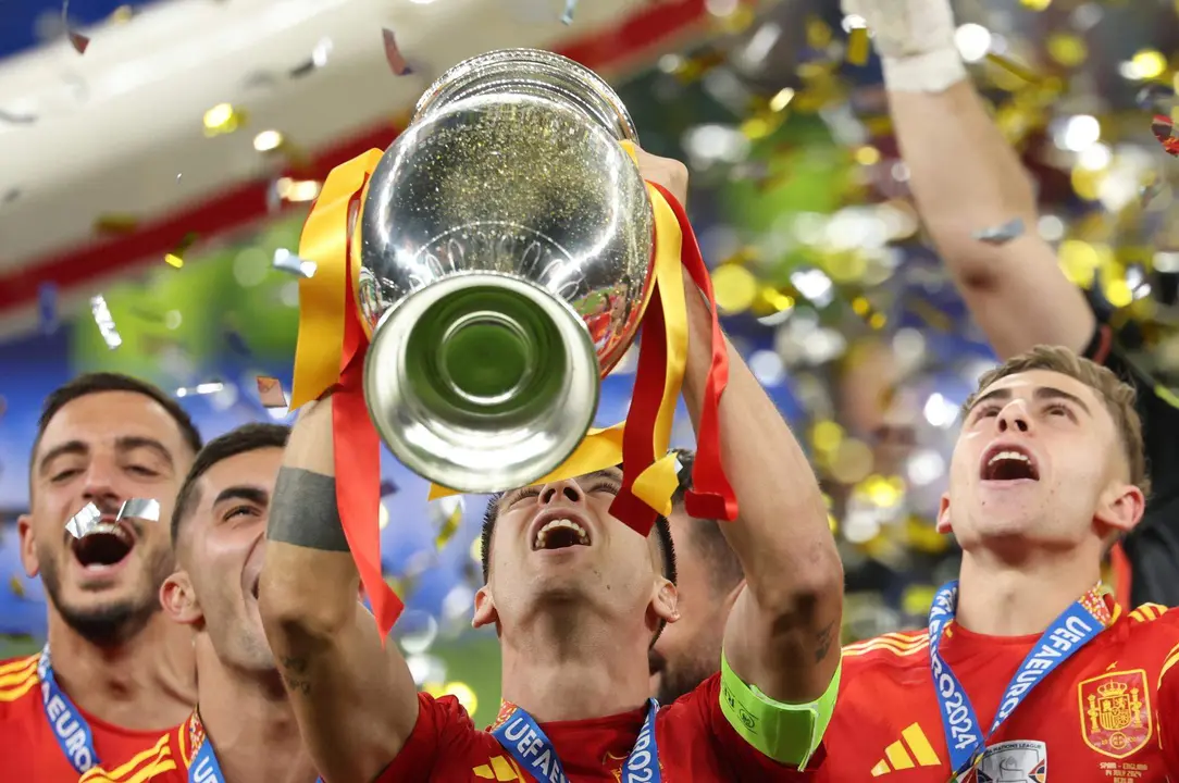 Alvaro Morata tras el encuentro correspondiente a la final de la Eurocopa que disputaron Inglaterra en el Estadio Ol&iacute;mpico de Berl&iacute;n. EFE/EPA/FRIEDEMANN VOGEL