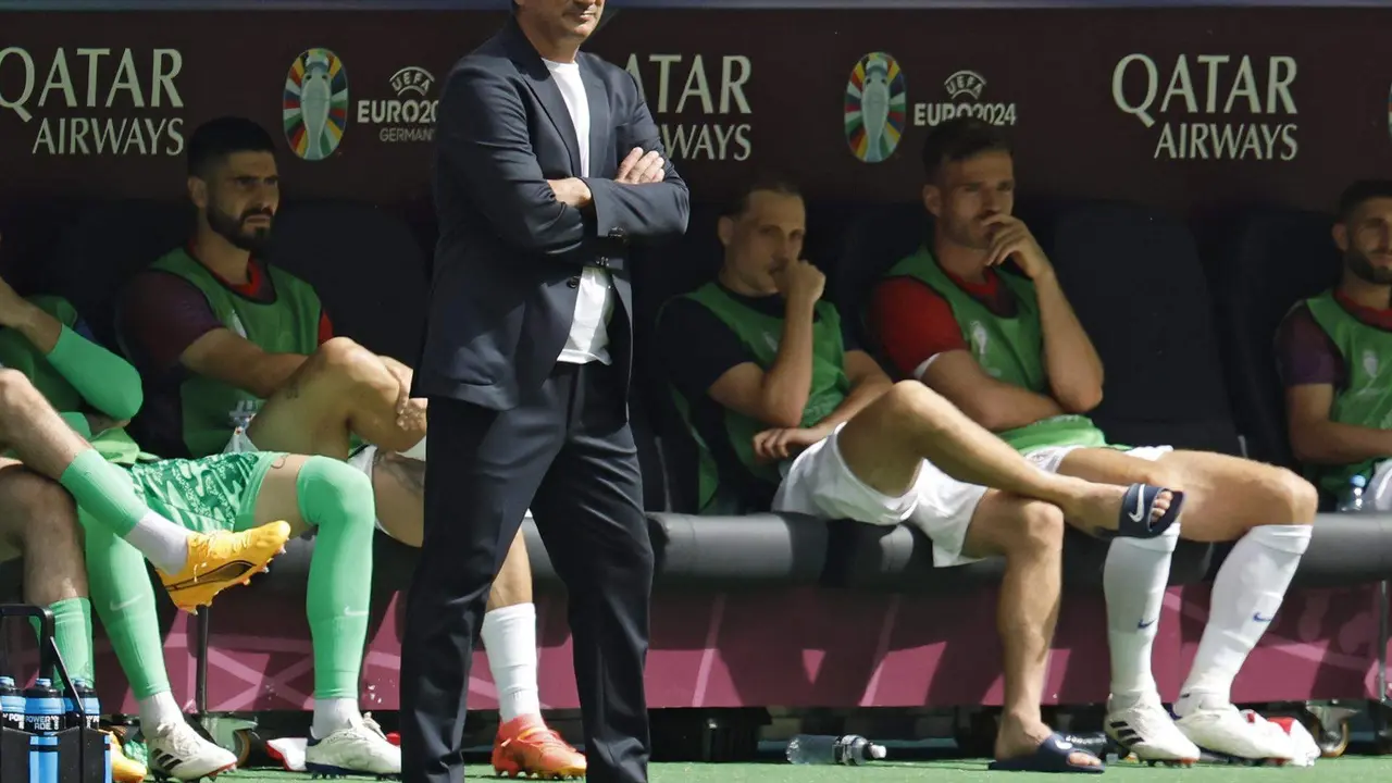 Zlatko Dalic, seleccionador de Croacia, en el partido ante Albania en Hamburgo, Alemania. EFE/EPA/ROBERT GHEMENT
