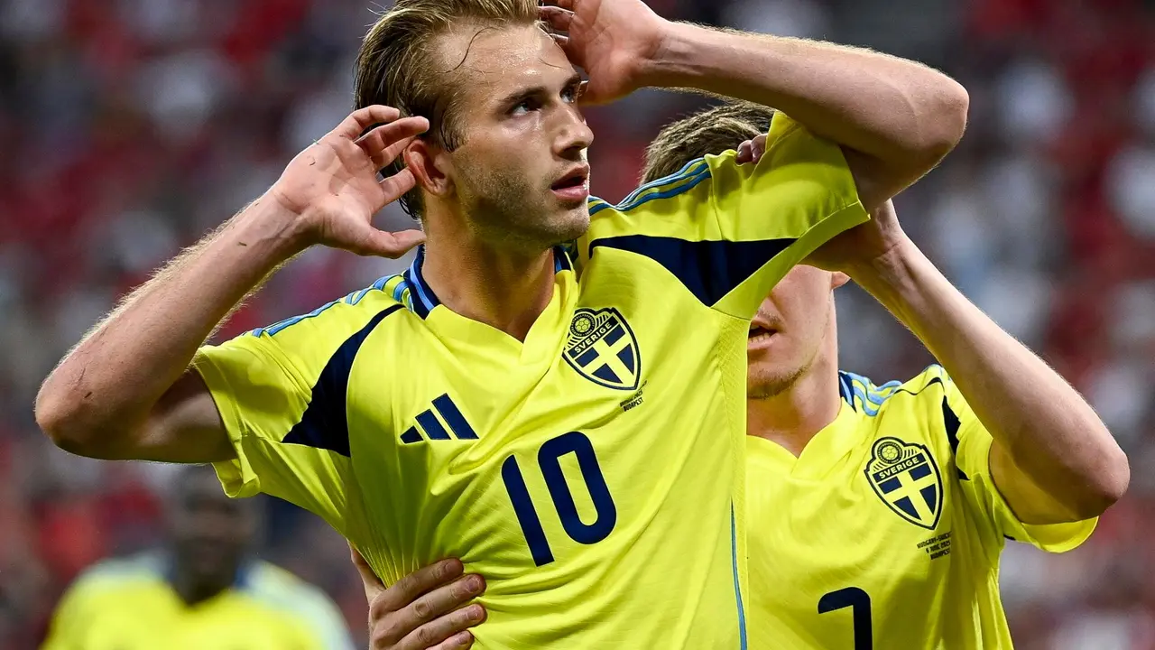 Nygren, tras su gol. EFE/EPA/Boglarka Bodnar